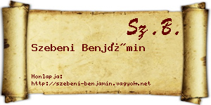 Szebeni Benjámin névjegykártya