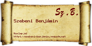 Szebeni Benjámin névjegykártya